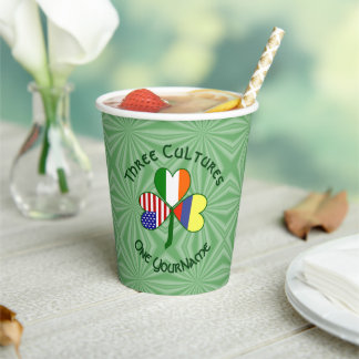 Colombian Irish American Shamrock Personalize Text Paper Cups