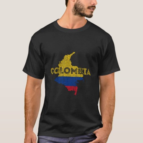 Colombian Map And Flag Souvenir _ Distressed Colom T_Shirt