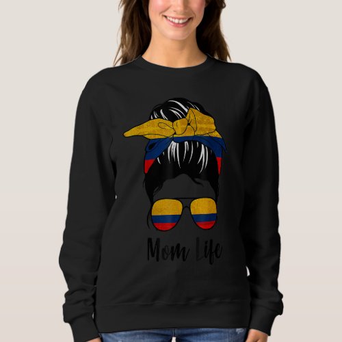 Colombian Mom Messy Bun Colombia Pride Patriotic M Sweatshirt