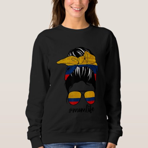 Colombian Mom Messy Bun Colombia Pride Patriotic M Sweatshirt