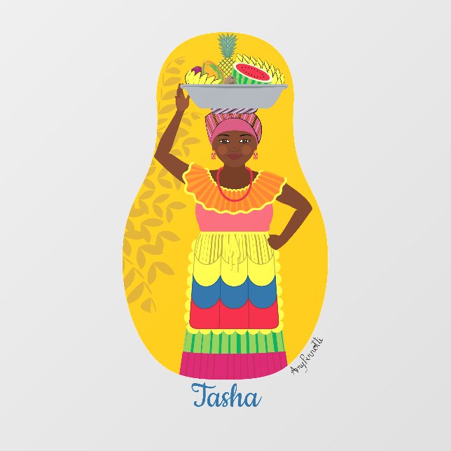 Colombian Palenquera Matryoshka Wall Decal (Front)