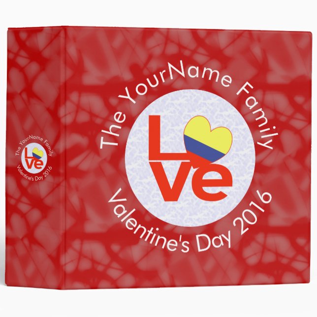 Colombian Red LOVE Flag Personalized  Binder (Front/Spine)