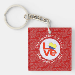 Colombian Red LOVE Flag Personalized Keychain