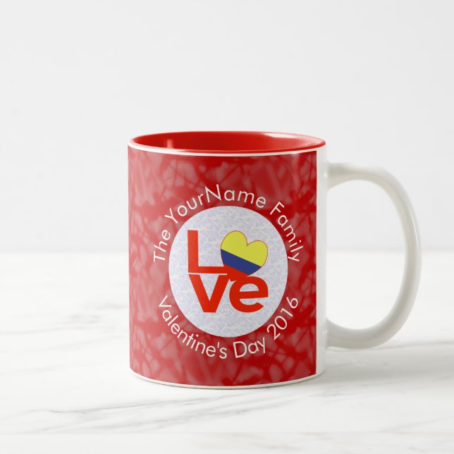 Colombian Red LOVE Flag Personalized  Two-Tone Coffee Mug (Right)