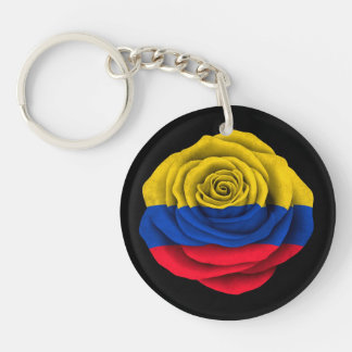 Colombian Rose Flag on Black Keychain