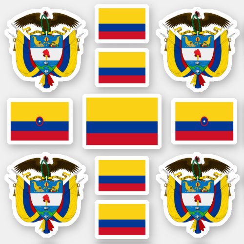 Colombian state symbols  coat of arms and flag sticker
