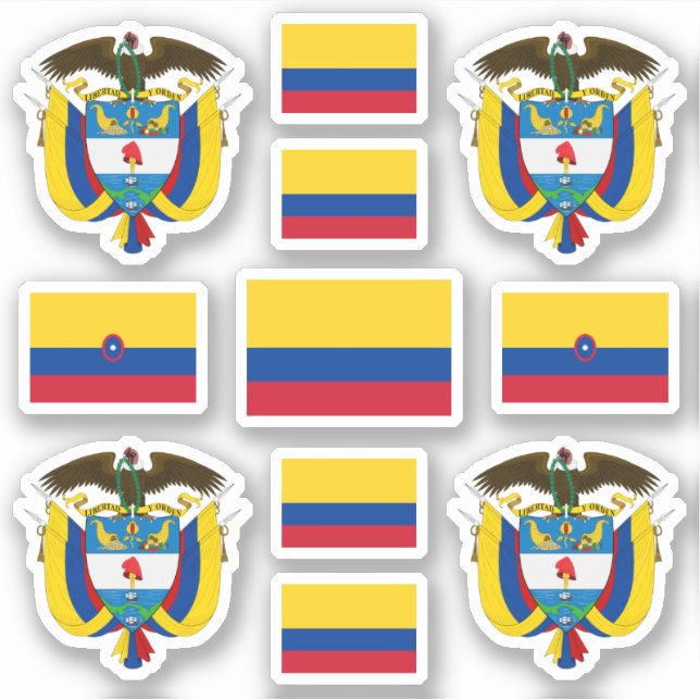 Colombian state symbols / coat of arms and flag sticker (Front)