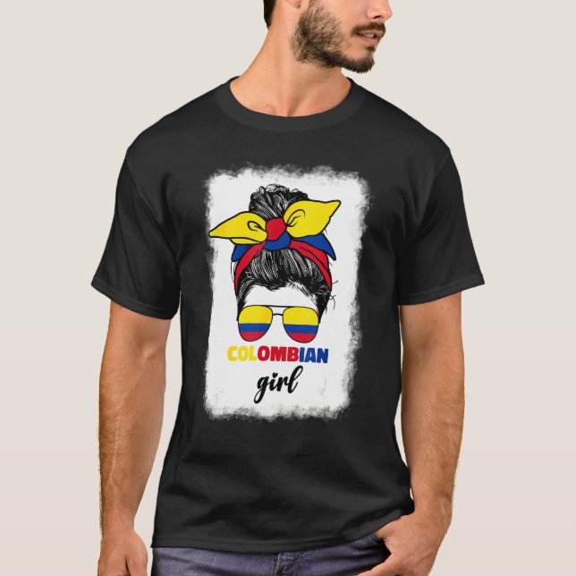 Colombiana Colombia Flag Cute Colombian Girl For W T-Shirt (Front)