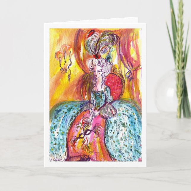 COLOMBINA LADY WITH MASK VENETIAN MASQUERADE HOLIDAY CARD (Front)