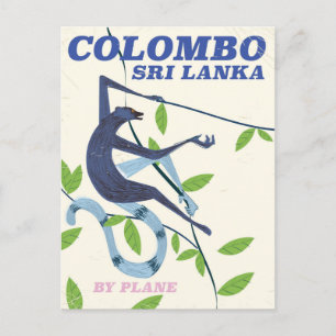 Colombo Sri Lanka vintage style travel poster Postcard