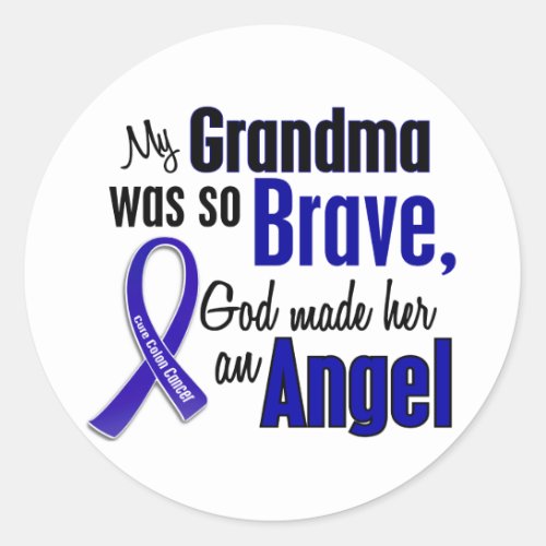 Colon Cancer ANGEL 1 Grandma Classic Round Sticker
