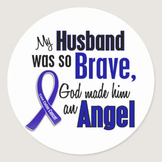 Colon Cancer ANGEL 1 Husband Classic Round Sticker