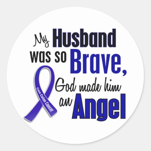 Colon Cancer ANGEL 1 Husband Classic Round Sticker