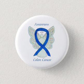Colon Cancer Angel Blue Awareness Ribbon Art Pin