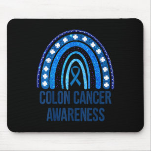 Colon Cancer Awareness Blue Glitter Rainbow Mental Mouse Pad
