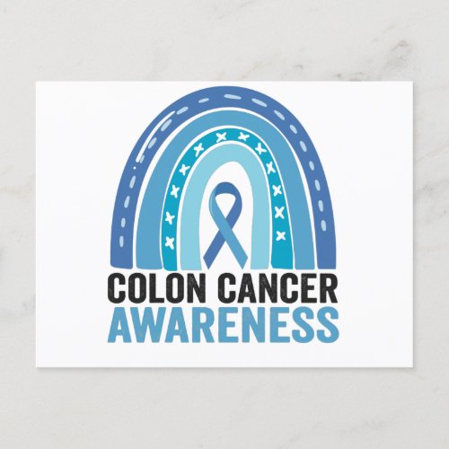 Colon Cancer Awareness Blue Rainbow Gift Postcard