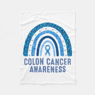 Colon Cancer Awareness Blue Ribbon Artwork Fleece Blanket