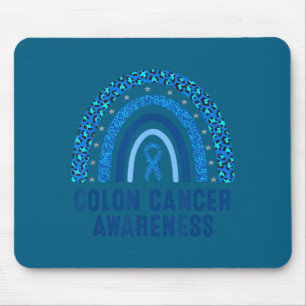Colon Cancer Awareness Blue Ribbon Artwork Mouse Pad
