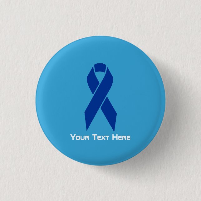 Colon Cancer Awareness Blue Ribbon Button (Front)