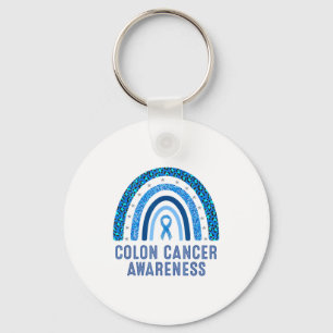 Colon Cancer Awareness Blue Ribbon Design Keychain