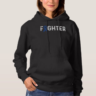 Colon Cancer Awareness Blue Ribbon Fighter Hoodie