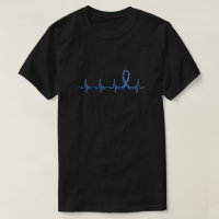Colon Cancer Awareness Blue Ribbon Heartbeat