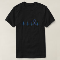 Colon Cancer Awareness Blue Ribbon Heartbeat T-Shirt