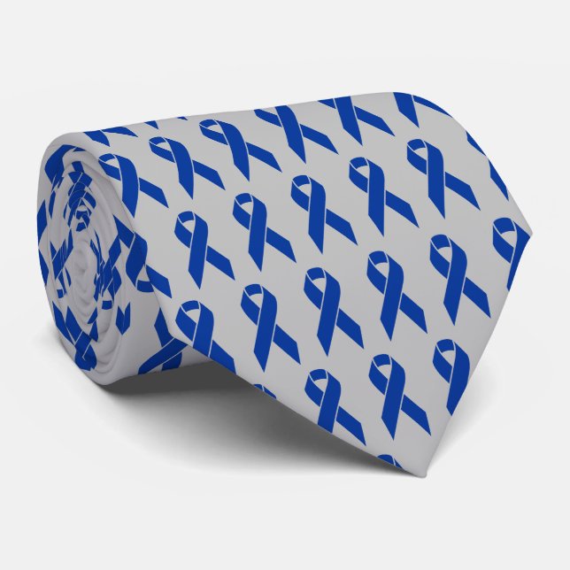 Colon Cancer Awareness Blue Ribbon Neck Tie (Rolled)