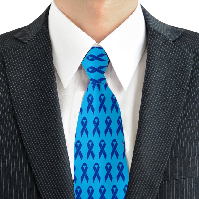 Colon Cancer Awareness Blue Ribbon Neck Tie (Colon Cancer Awareness Blue Ribbon Neck Tie)