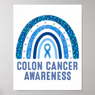 Colon Cancer Awareness Blue Ribbon Survivor Design Poster