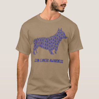 Colon Cancer Awareness Blue Ribbon Survivor- Dog W T-Shirt