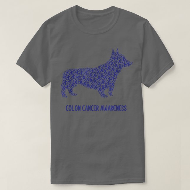 Colon Cancer Awareness Blue Ribbon Survivor Dog We T-Shirt (Design Front)