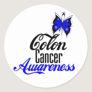 Colon Cancer Awareness Butterfly Classic Round Sticker