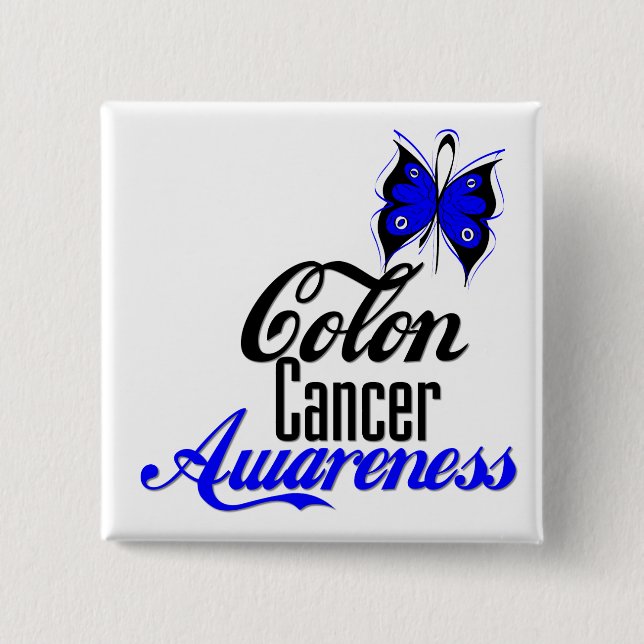 Colon Cancer Awareness Butterfly Pinback Button (Front)
