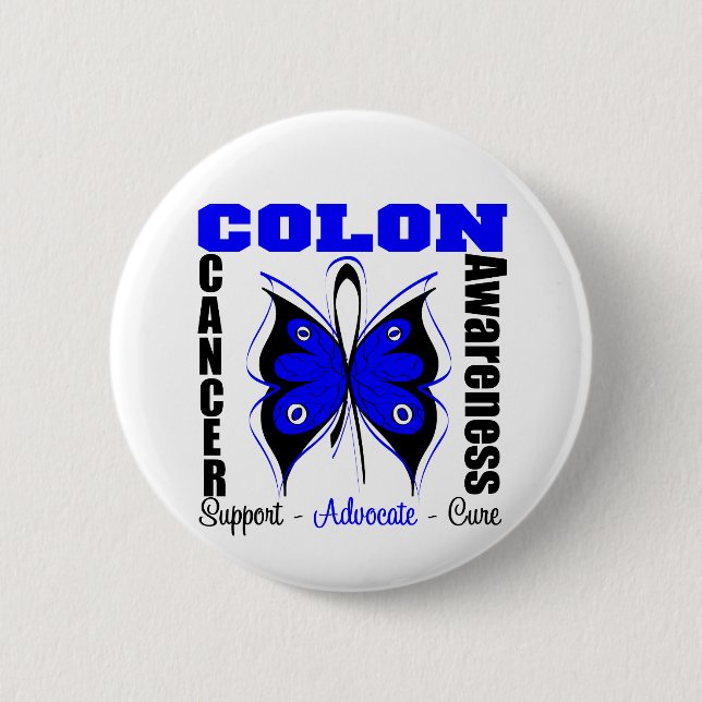 Colon Cancer Awareness Butterfly Pinback Button (Front)