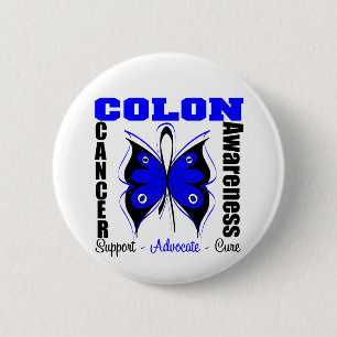 Colon Cancer Awareness Butterfly Pinback Button