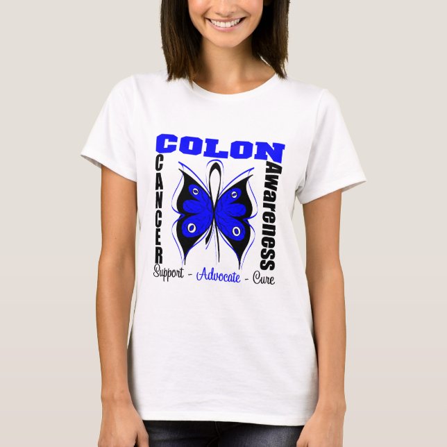 Colon Cancer Awareness Butterfly T-Shirt (Front)