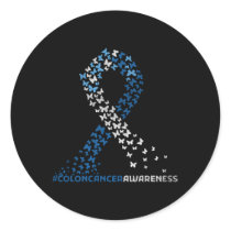 Colon Cancer Awareness Colonoscopy Blue Ribbon But Classic Round Sticker