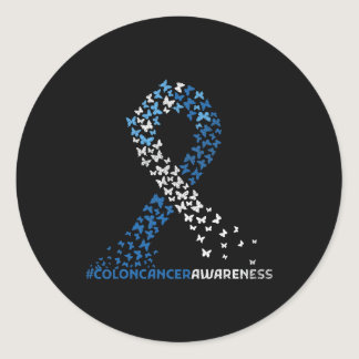 Colon Cancer Awareness Colonoscopy Blue Ribbon But Classic Round Sticker