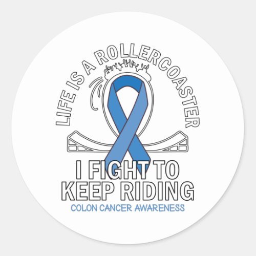 Colon cancer awareness dark blue ribbon classic round sticker