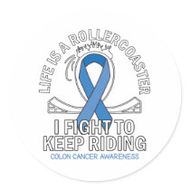 Colon cancer awareness dark blue ribbon classic round sticker
