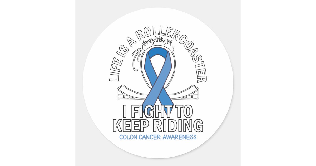 Colon cancer awareness dark blue ribbon classic round sticker | Zazzle