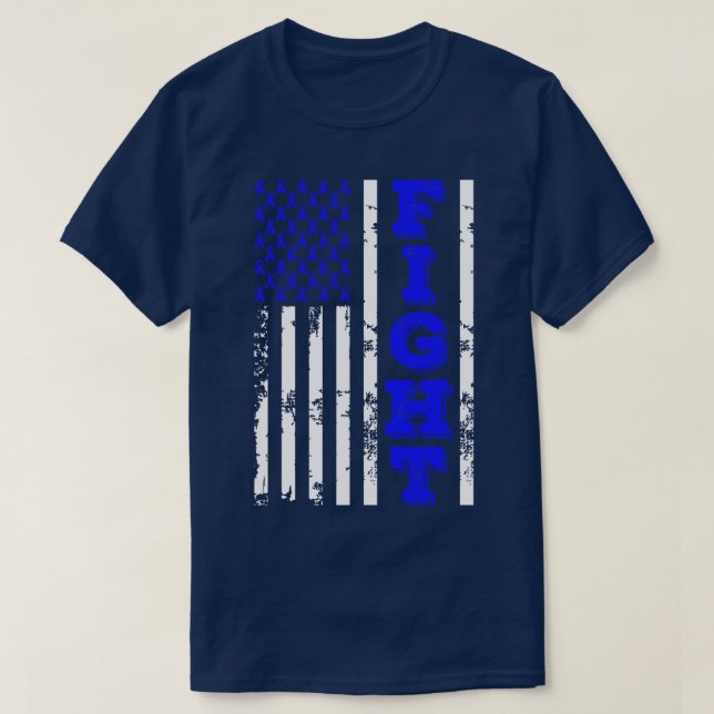 Colon Cancer Awareness Fight American Flag 4th Of  T-Shirt (Design Front)