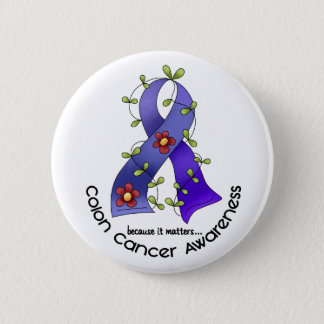 Colon Cancer Awareness FLOWER RIBBON 1 Pinback Button