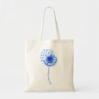 Colon Cancer Awareness Flower Survivor Fighter Tote Bag