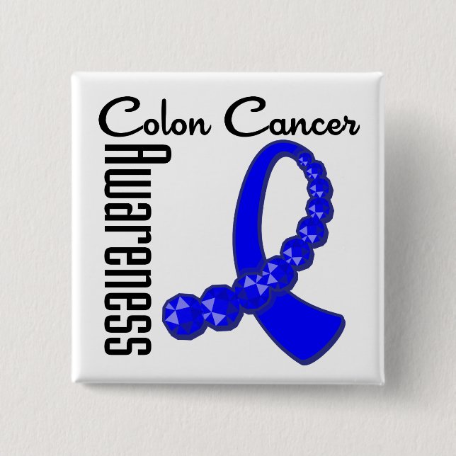 Colon Cancer Awareness Gemstone Ribbon Button (Front)