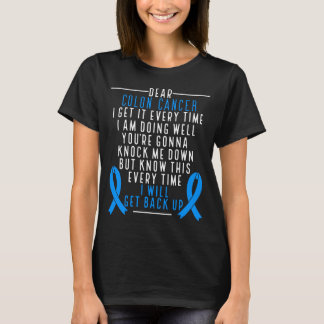 Colon Cancer Awareness get back up Blue Ribbon T-Shirt