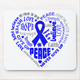 Colon Cancer Awareness Heart Words Mouse Pad