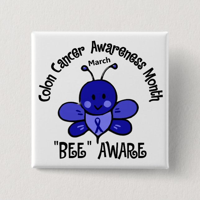 Colon Cancer Awareness Month Bee 1.2 Pinback Button (Front)