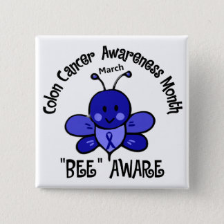 Colon Cancer Awareness Month Bee 1.2 Pinback Button